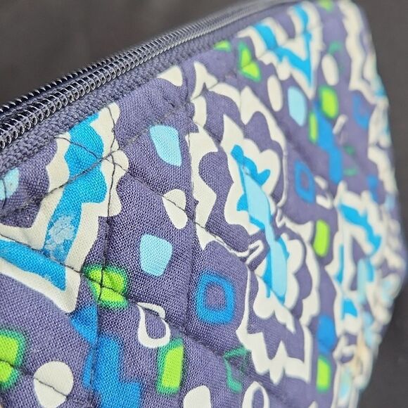 Vera Bradley Blue and Green Cosmetic Bag with Geometric Pattern - Picture 8 of 8